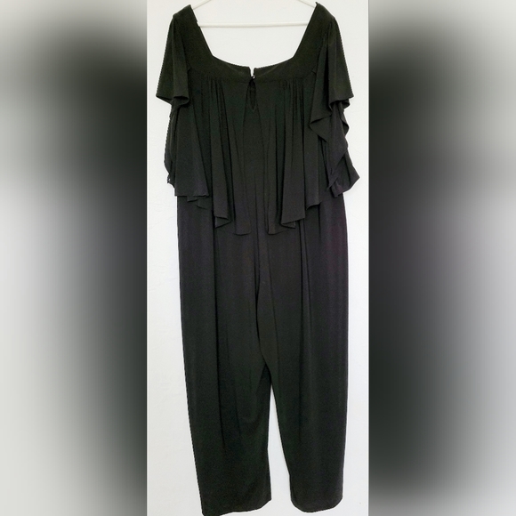 Emma & Michelle Plus Size Jumpsuit Stretch Pull On Flutter Sleeves Black 3X - Picture 11 of 16